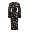 Dolce & Gabbana Women Black Dress With Round Neckline And All-over Floral Motif In Silk Blend Woman In Black