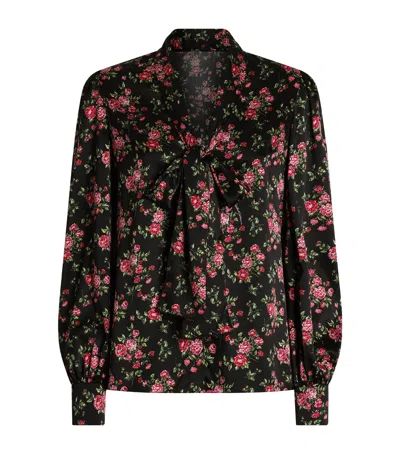 Dolce & Gabbana Dolce&gabbana Stretch-silk Rose Print Blouse In Multi