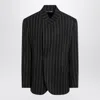 Dolce & Gabbana Pinstripe Wool Blend Single Breasted Coat In Black