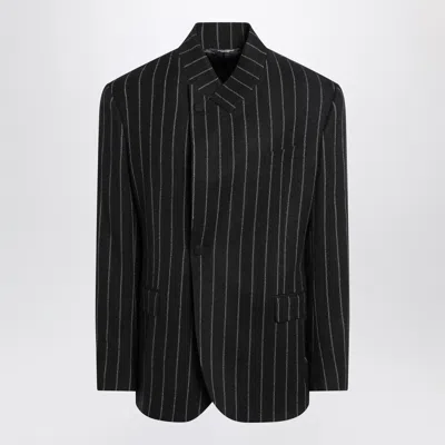DOLCE & GABBANA DOLCE&GABBANA STRIPED WOOL BLEND SINGLE BREASTED JACKET