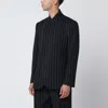 Dolce & Gabbana Pinstripe Wool Blend Single Breasted Coat In Black