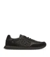 Dolce & Gabbana Round Toe Leather Sneakers With Suede Accents