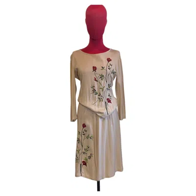 Pre-owned Dolce & Gabbana Dolce&gabbana Suit With Floral Embroidery In Brown