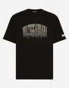 Dolce & Gabbana Men Black T-shirt With Logo Lettering Print In Cotton Man In ブラック