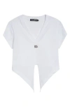 Dolce & Gabbana Dolce&gabbana Tie Hem Cotton Jersey T-shirt In Optical White