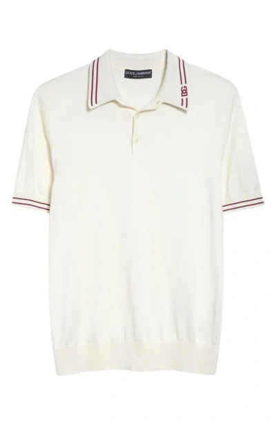Dolce & Gabbana Dolce&gabbana Tipped Silk Polo In White