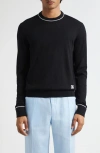 Dolce & Gabbana Logo Crew Neck Sweater With Contrasting Trims In Black
