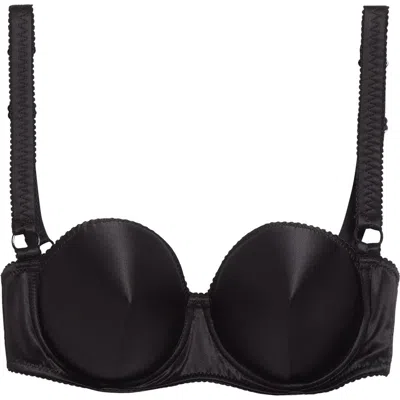 Dolce & Gabbana Dolce&gabbana Underwire Stretch Silk Satin Balconette Bra In N0000 Nero