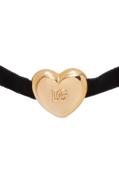 Dolce & Gabbana Dolce&gabbana Velvet Heart Choker Necklace In Brown