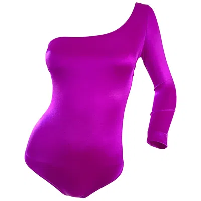 Pre-owned Dolce & Gabbana Dolce And Gabbana Vintage 1990s Magenta One Shoulder One Piece Vintage Bodysuit In Red