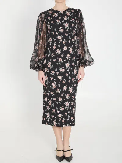DOLCE & GABBANA DOLCE&GABBANA VINTAGE ROSE PRINT CHARMEUSE DRESS