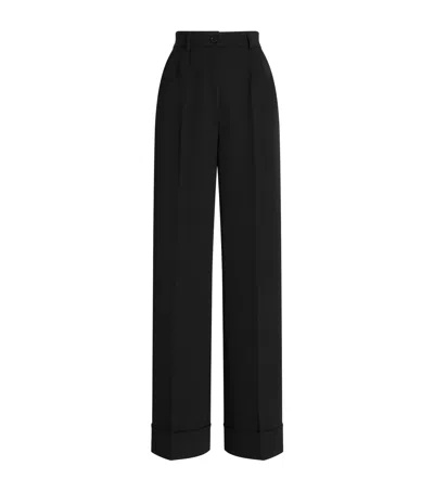 Dolce & Gabbana Dolce&gabbana Virgin Wool Gabardine Trousers In Black