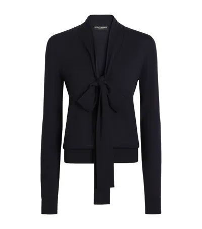 Dolce & Gabbana Dolce&gabbana Virgin Wool Pussybow Sweater In Black