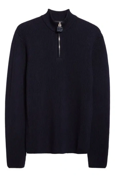 Dolce & Gabbana Dolce&gabbana Virgin Wool Quarter Zip Sweater In Blue