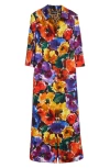Dolce & Gabbana Long Brocade Coat In Purple Multi Floral