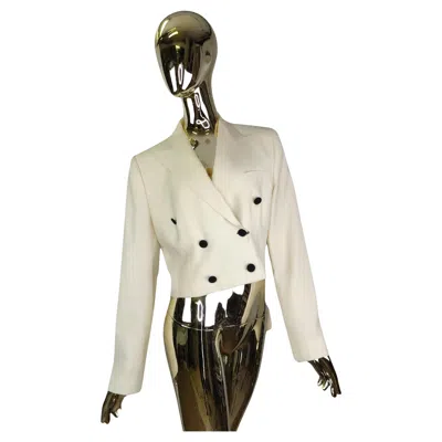 Pre-owned Dolce & Gabbana Dolce&gabbana White Cropped Asymmetrical Blazer Nwt