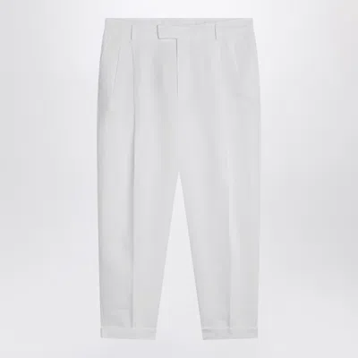 DOLCE & GABBANA DOLCE&GABBANA WHITE LINEN BLEND TROUSERS