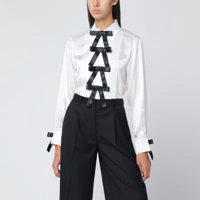 Dolce & Gabbana White Silk Shirt With Bows