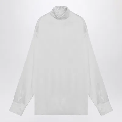 Dolce & Gabbana Silk Turtleneck With Buttoned Cuffs For Men In White