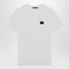 Dolce & Gabbana White Crewneck T-shirt With Logo Plate In Cotton Man In White