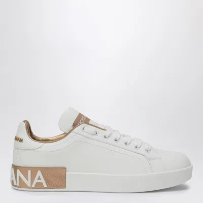DOLCE & GABBANA DOLCE&GABBANA WHITE/GOLD PORTOFINO SNEAKERS
