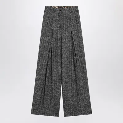 DOLCE & GABBANA DOLCE&GABBANA WIDE DARK GREY STRIPED TROUSERS