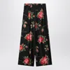 Dolce & Gabbana Women Wide-leg Pants With A Rose Bouquet Print In Black