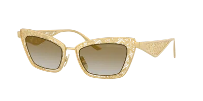 Dolce & Gabbana Dg2311 Lace Cat Eye Sunglasses In Matte Gold