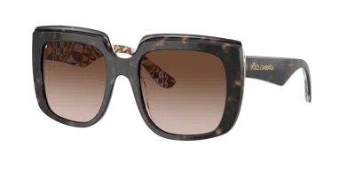 Dolce & Gabbana New Print Oversize-frame Sunglasses In Gradient Brown