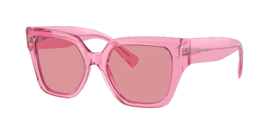 Dolce & Gabbana Transparent Square-frame Sunglasses In Pink Mirror Internal Silver