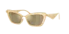 Dolce & Gabbana Dg2311 Lace Cat Eye Sunglasses In Mirror Real Yellow Gold