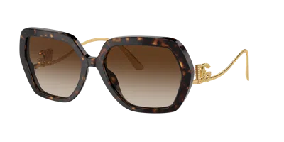 Dolce & Gabbana Geometric Sunglasses, 58mm In Havana/brown Gradient