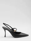 Dolce & Gabbana Pointed Toe Slingbacks With Delicate Ankle Strap In Black