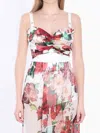 Dolce & Gabbana Bustier Top In Marquisette And Chiffon With Rose Print