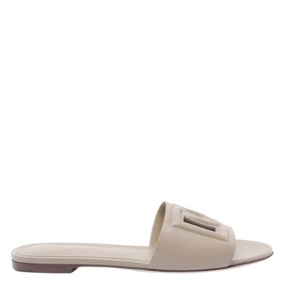 Dolce & Gabbana Dolce&gabbana Women Dg Logo Flat Sandals In Gray