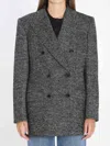 Dolce & Gabbana Double-breasted Herringbone Jacket With Animal Print Lining Clothing In Gray