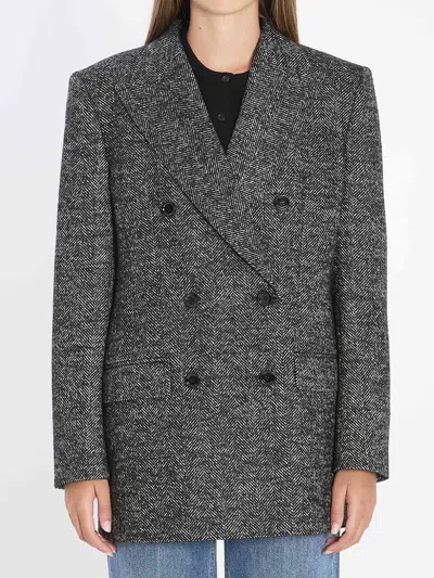 DOLCE & GABBANA DOLCE&GABBANA WOMEN DOUBLE-BREASTED CHEVRON JACKET