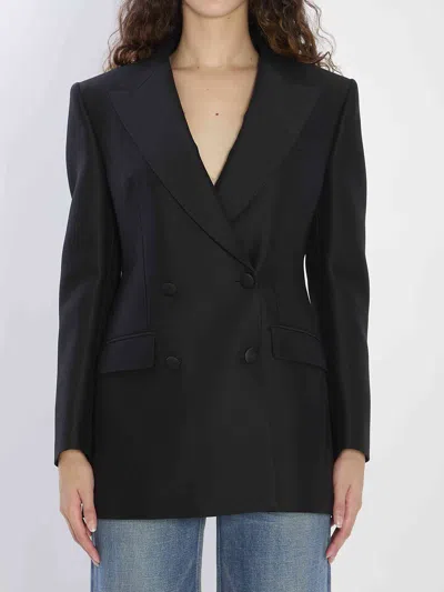 DOLCE & GABBANA DOLCE&GABBANA WOMEN DOUBLE-BREASTED JACKET IN FAILLE