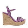 Dolce & Gabbana Dolce&gabbana Women Embroidery Maiolica  Pattern Wedged Sandals In Purple