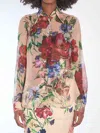 Dolce & Gabbana Bouquet Fantichi Sheer Chiffon Button-down Blouse