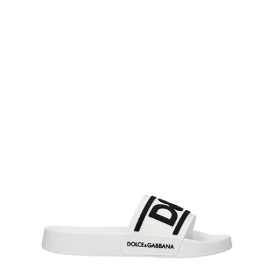 Dolce & Gabbana Dolce&gabbana Women's Flip Flops And Clogs Rubber White/black