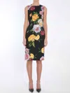 Dolce & Gabbana Longuette Dress With Floral Print Dresses Multicolor