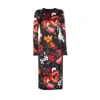 Dolce & Gabbana Flower Print Satin Midi Dress In Multi