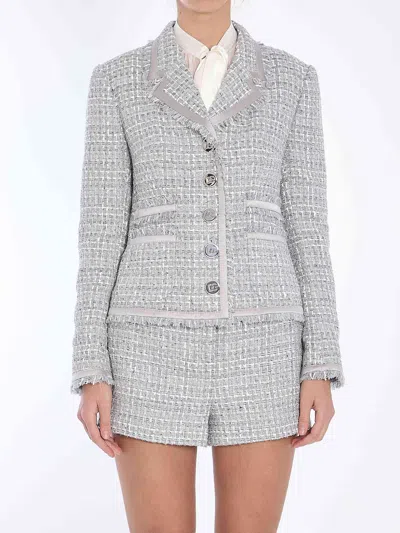 DOLCE & GABBANA DOLCE&GABBANA WOMEN JACKET IN GREY LAMÉ BOUCLÉ