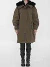Dolce & Gabbana Padded Coat With Faux Fur Trim In Green