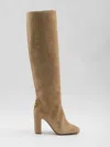 Dolce & Gabbana Suede Knee-high Boots Chunky Heel In Brown
