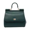 Dolce & Gabbana Large Dark Green Sicily Hand Bag In Blue