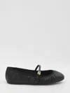 Dolce & Gabbana Black Ballerinas With Metallic Logo And Strap In Leather Woman