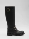Dolce & Gabbana Buckle Lug Mid-calf Round Toe Boots In Black