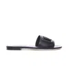 Dolce & Gabbana Black Flats With Cut-out Band And Dg Logo In Soft Rubber Woman